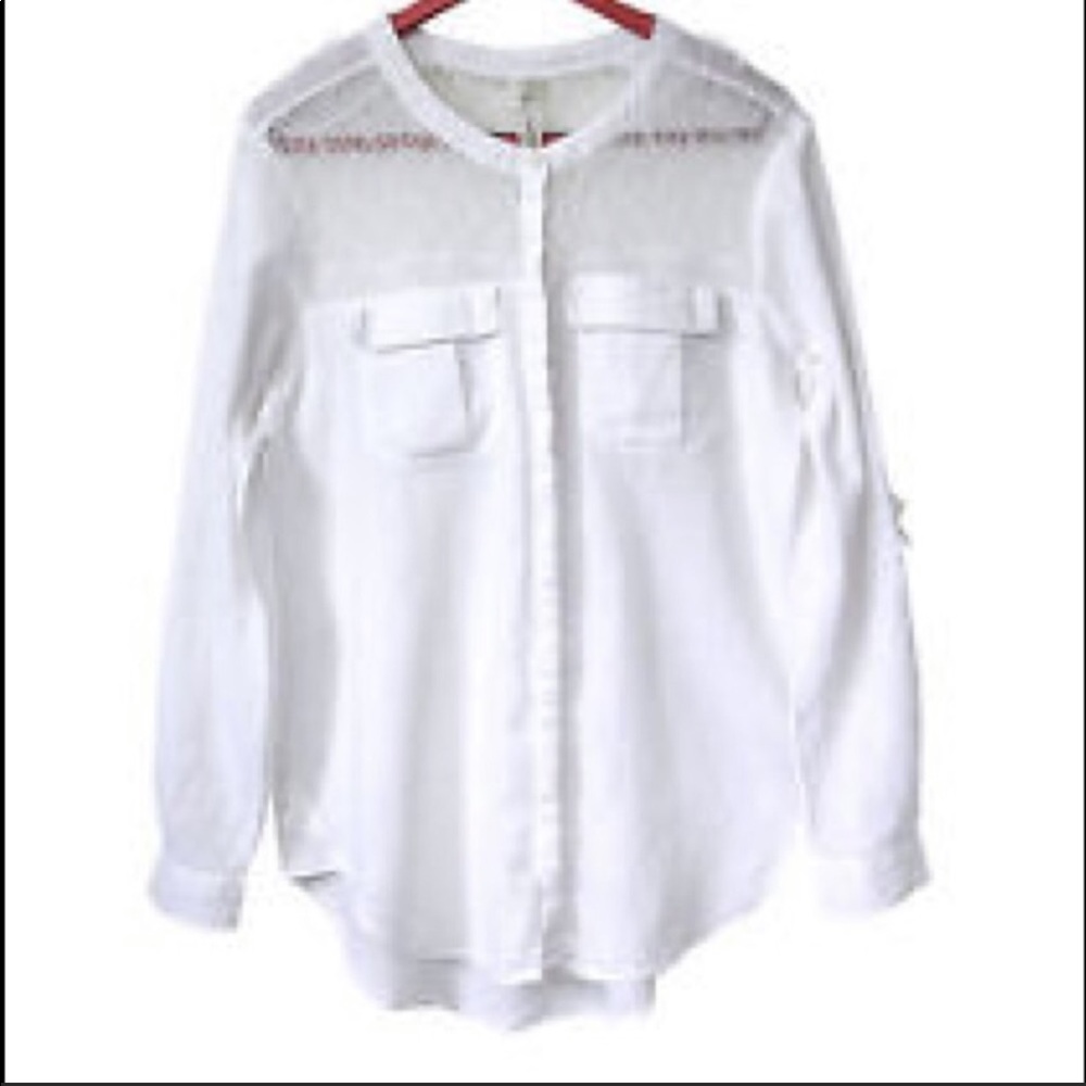Free People white linen button down shirt